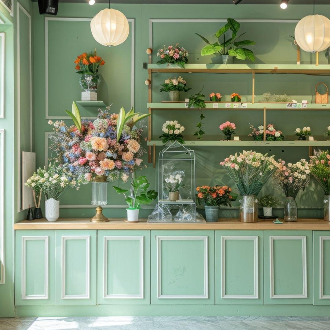 Blumenladen in Grün