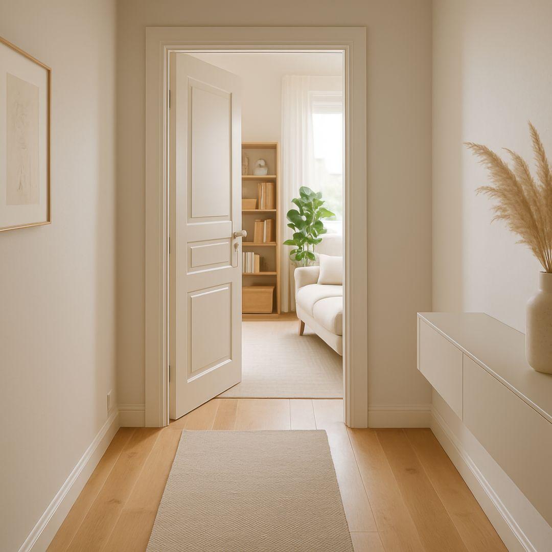 Wohnungsflur mit weißer Wandkommode